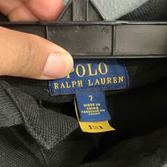 Ralph Lauren Kids Polo Shirt in Black with Red Logo size 7 #744 - Picture 4 of 6